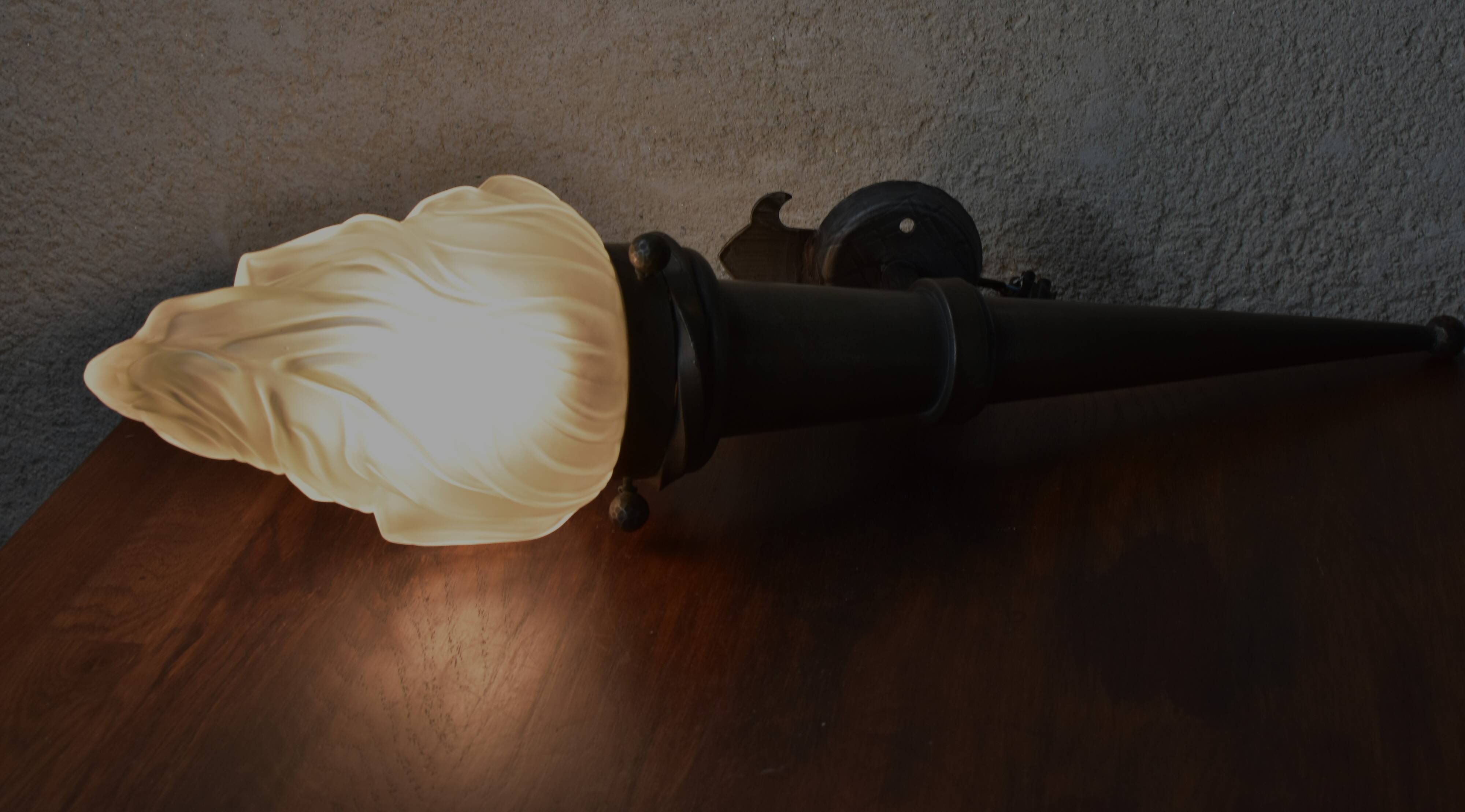 metal torch, glass flame