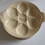 set of 6 oyster plates in ivory Gien earthenware 1960