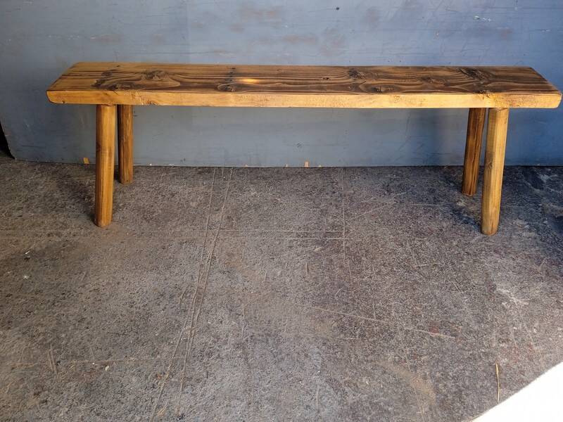 Bench 140 cm old patinated solid wood