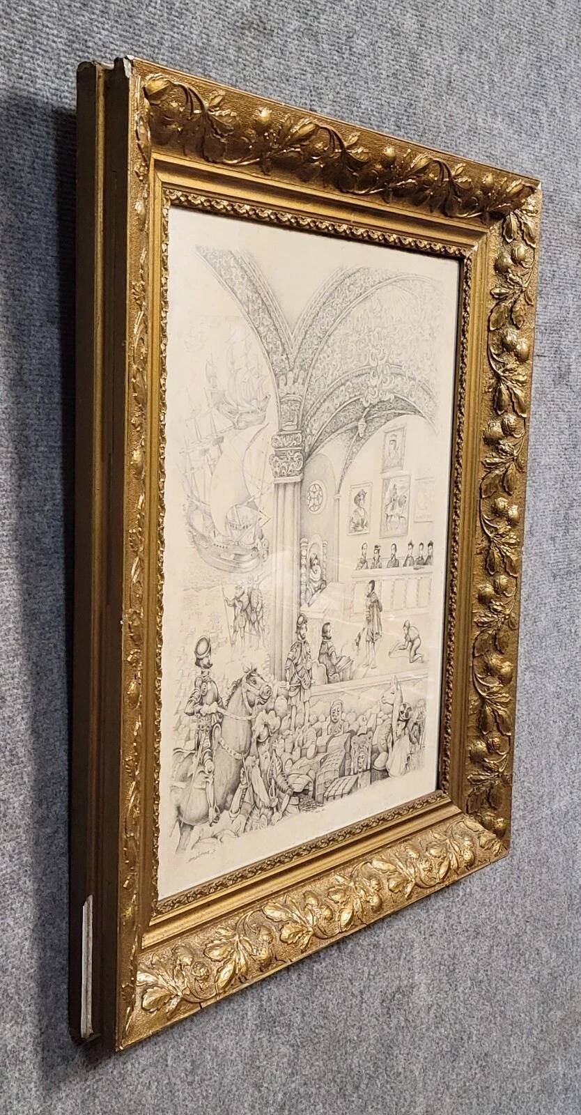 Old pencil drawing, richly detailed