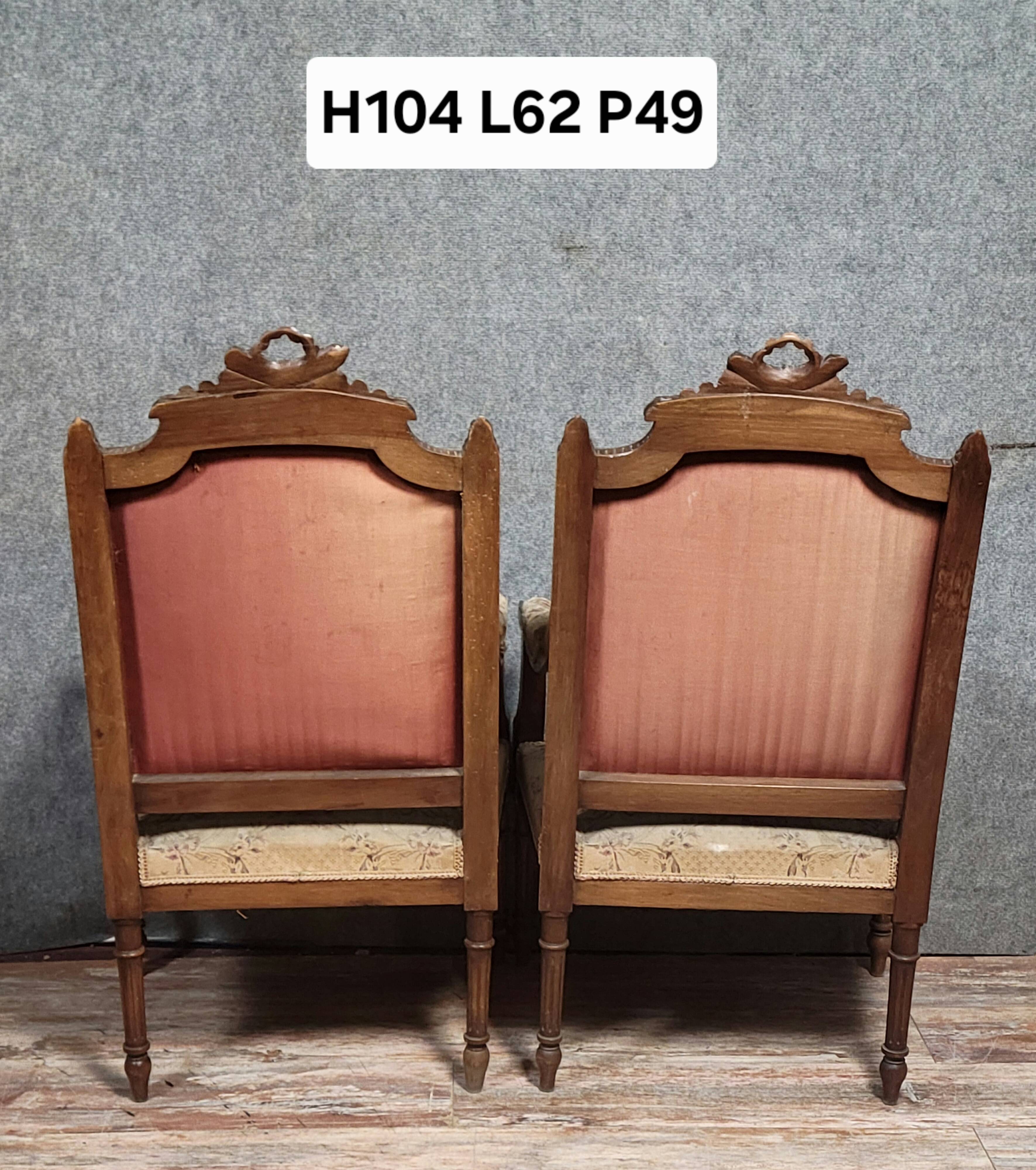 Pair of finely carved armchairs in the Louis XVI style