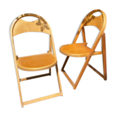 Pair of folding wooden chairs from the 50s