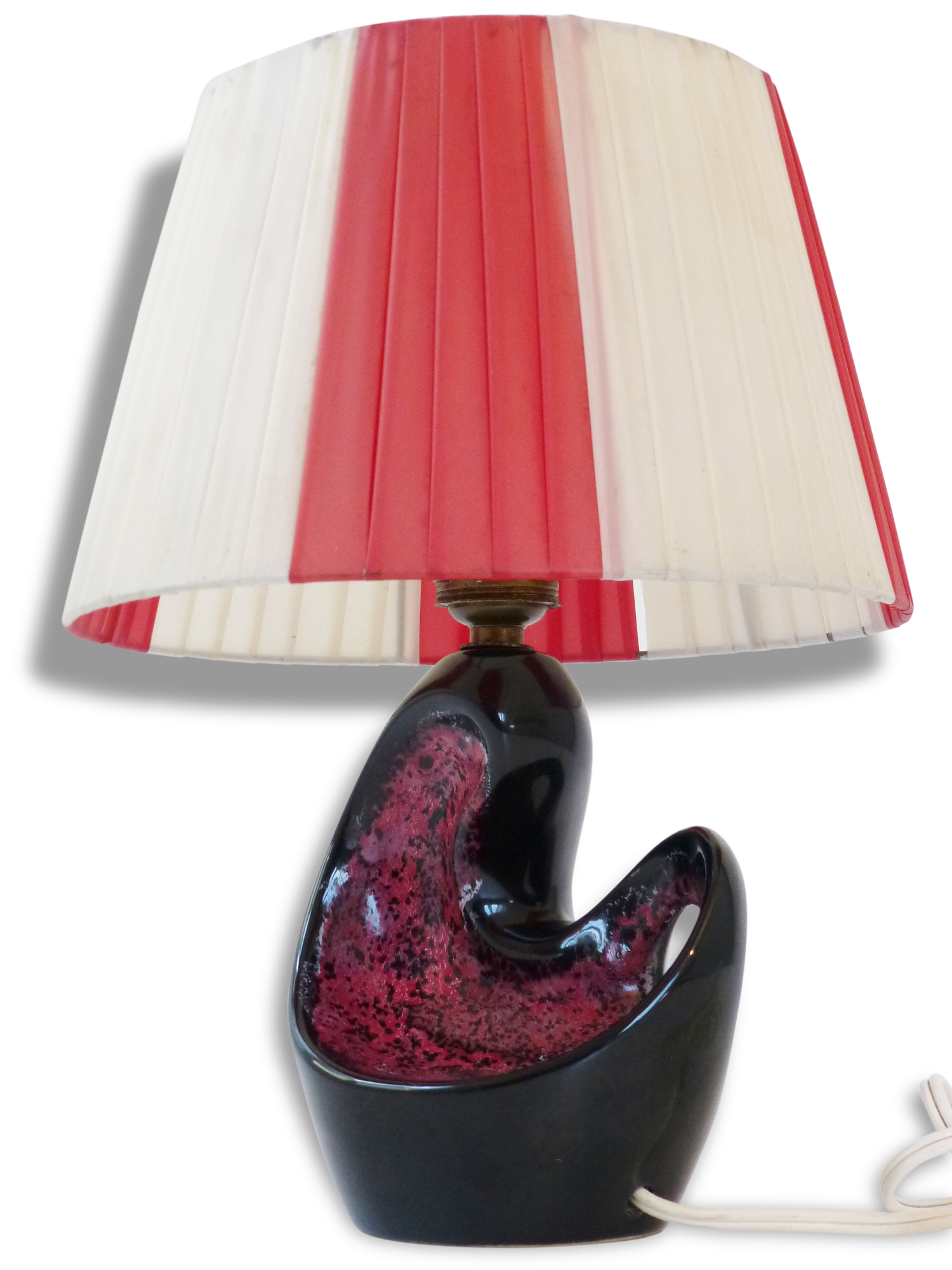 Adorable lamp 50s in ceramics and nylon raffia 1950 vintage 50's rockabilly