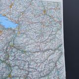 Very large Swiss road map on tole - 126 x 86.5 cm