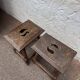 Paire de tabourets anciens en bois massif