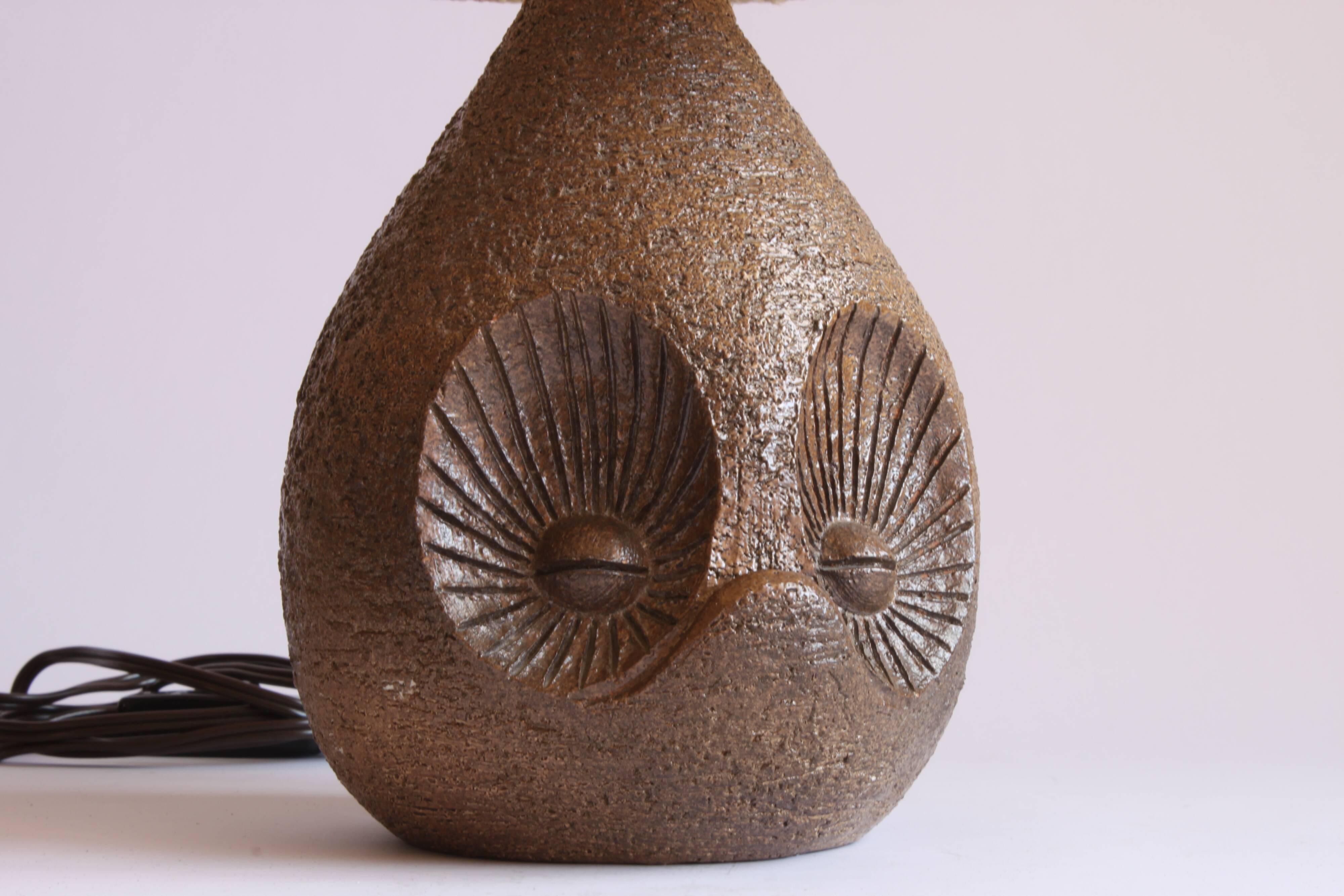 Lampe en céramique hibou de Marius Musarra pour Atelier Maby Jo’s, Vallauris France.