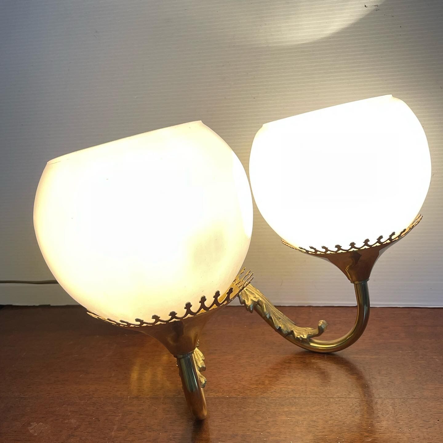 Brass and opaline wall lamp 60s
