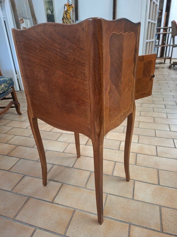 Marquetry bedside table.