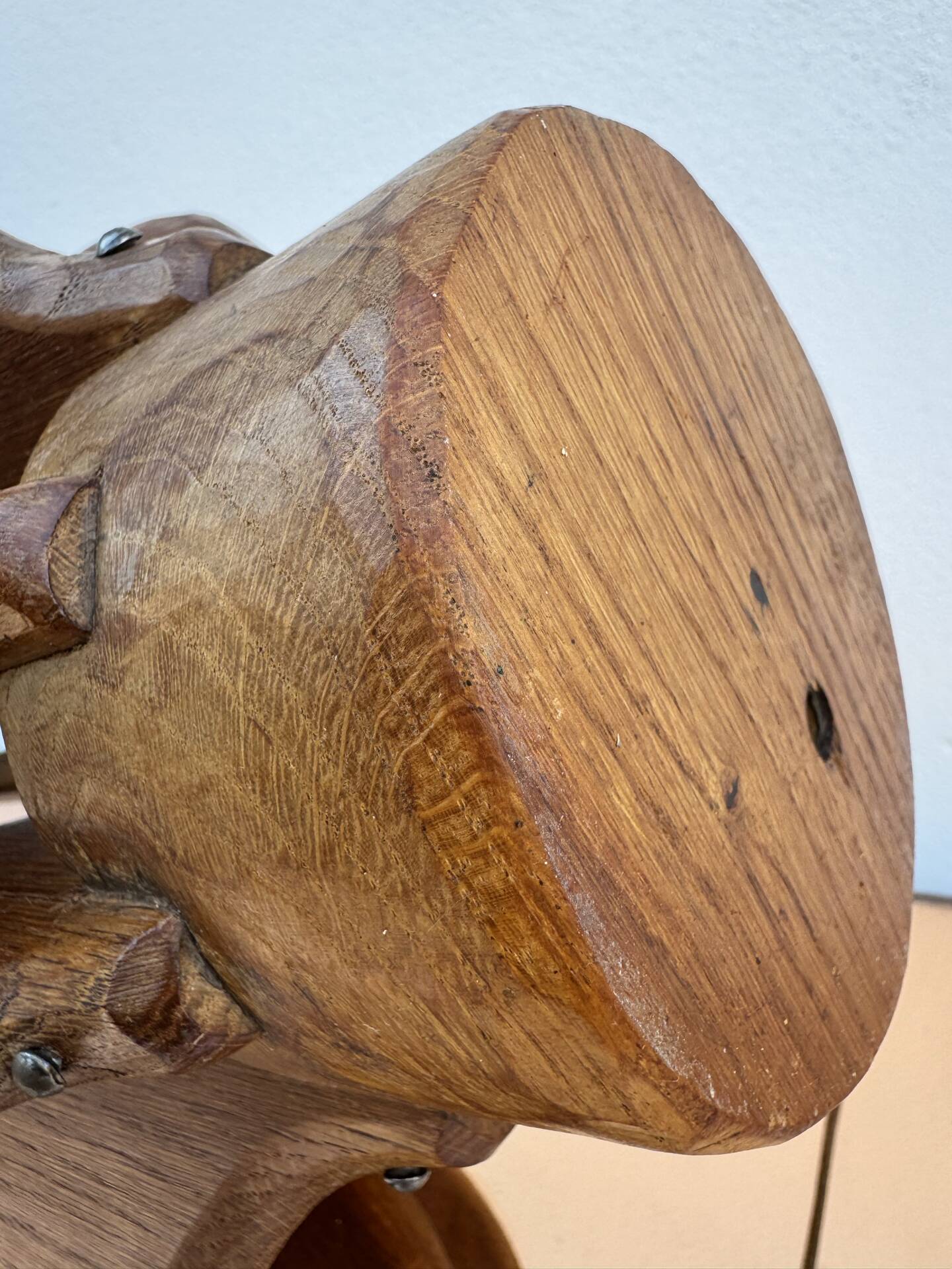 Brutalist teak wood lamp from the 1960s.