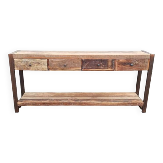 Console with 4 drawers in old wood