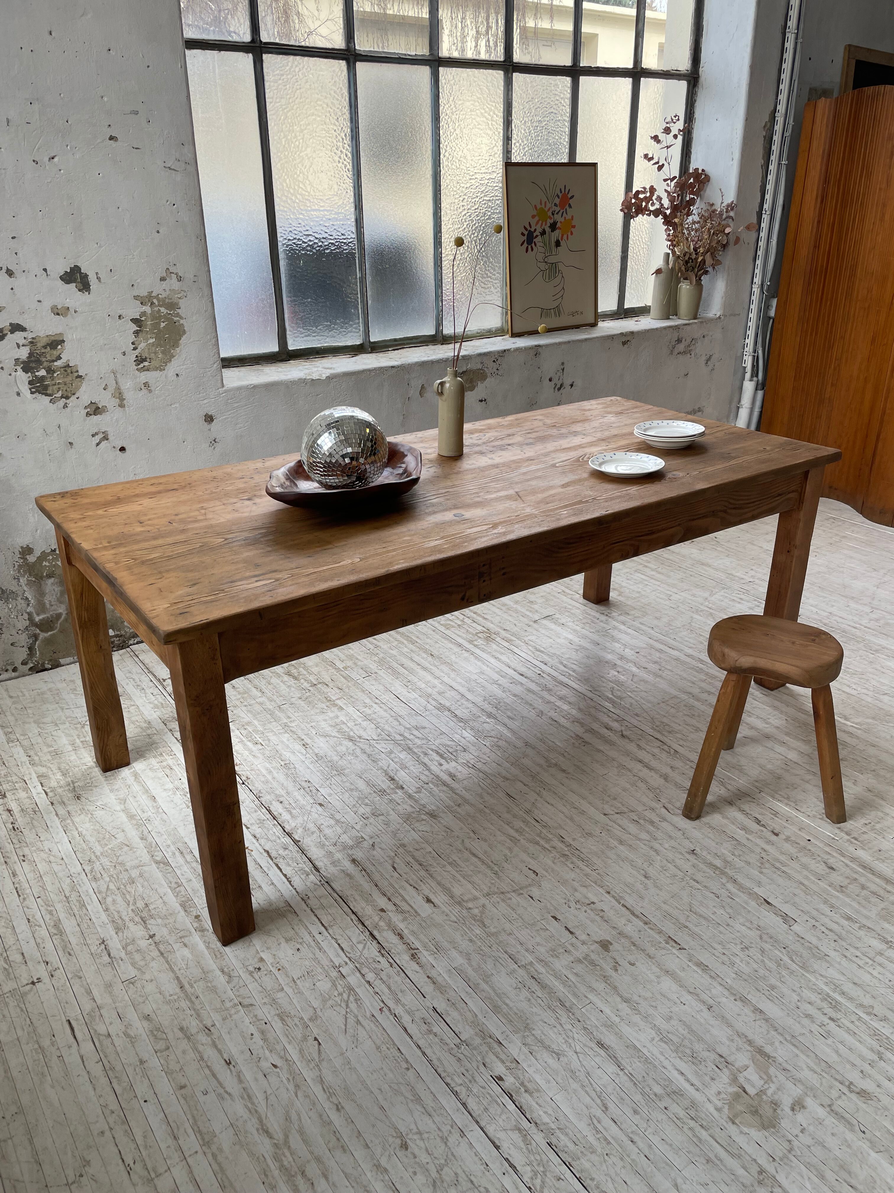 Farmhouse table in elm and pine 2m