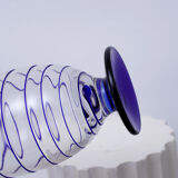 Vase en verre de Murano transparent et filet bleu
