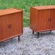 Pair of vintage mahogany sideboards with square metal legs from the 60s