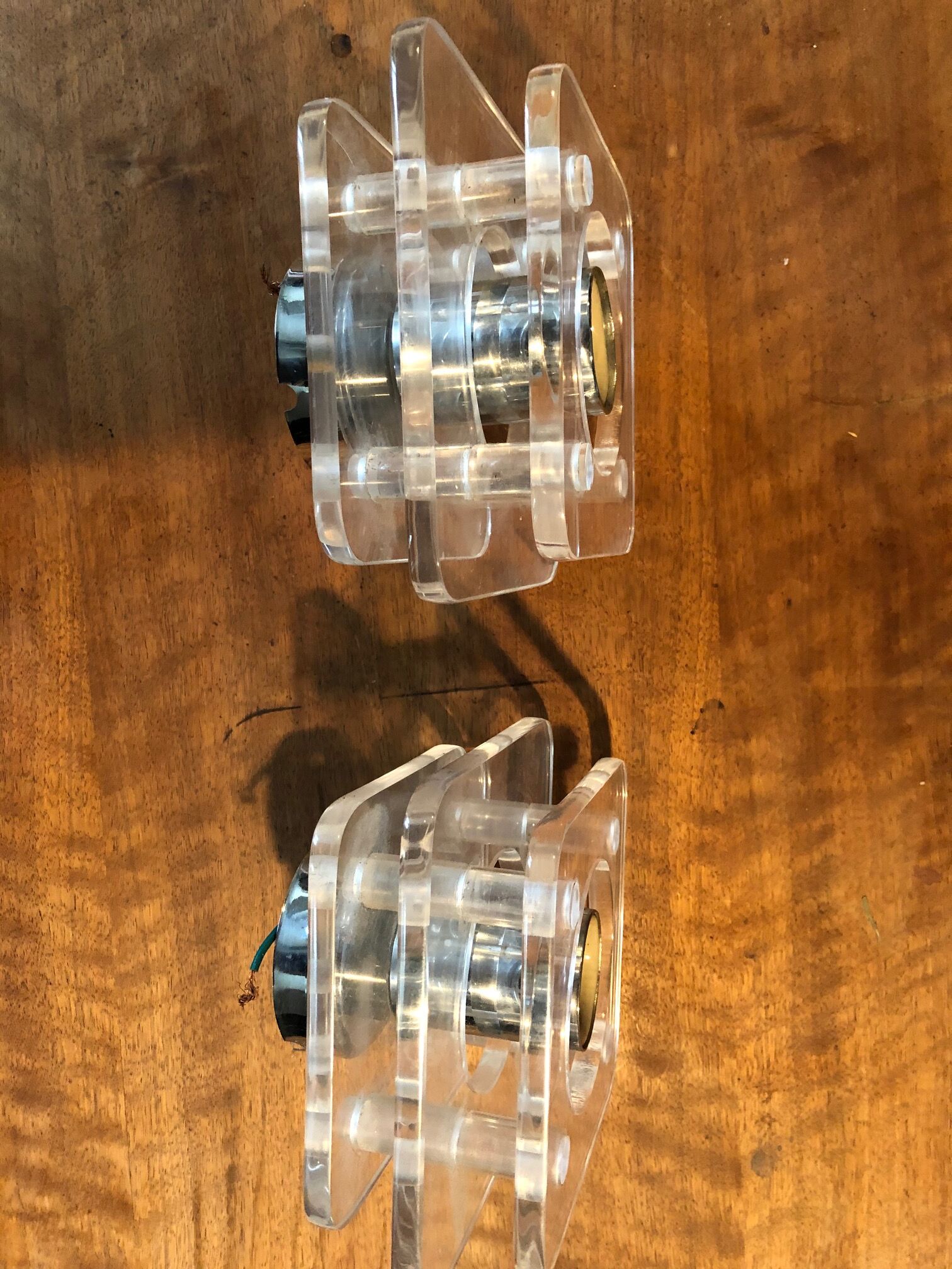 Lamps / chrome and plexiglass appliques