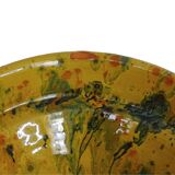 Bol ancien français en faïence de jaspe, couleur ocre jaune