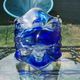 Murano Blown Glass Pocket or Basket - Cobalt Blue and White