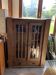 Antique display cabinet in brown oak with glass doors and a drawer, 1890-1919.