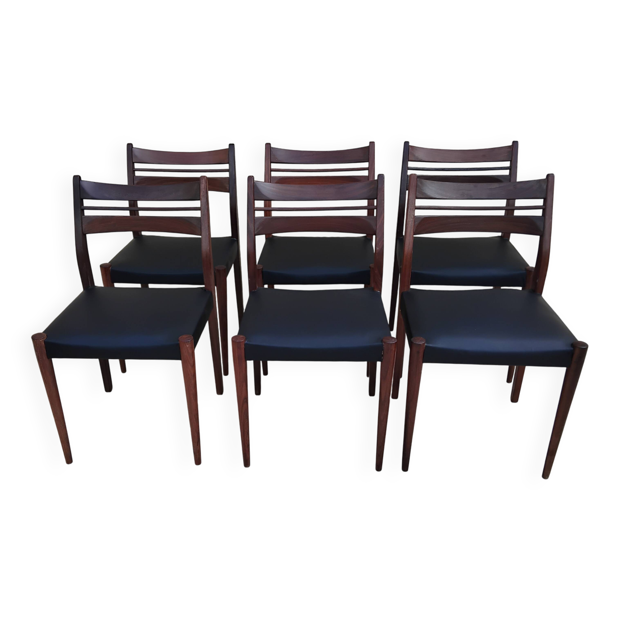 6 vintage teak chairs from the 1960s, Scandinavian Danish.