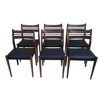 6 vintage teak chairs from the 1960s, Scandinavian Danish.