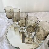 6 vintage grey smoked glasses Luminarc model Sweden wine or water glasses