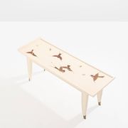 Maurice Jallot table basse chêne peint à décors d’oiseaux 1930