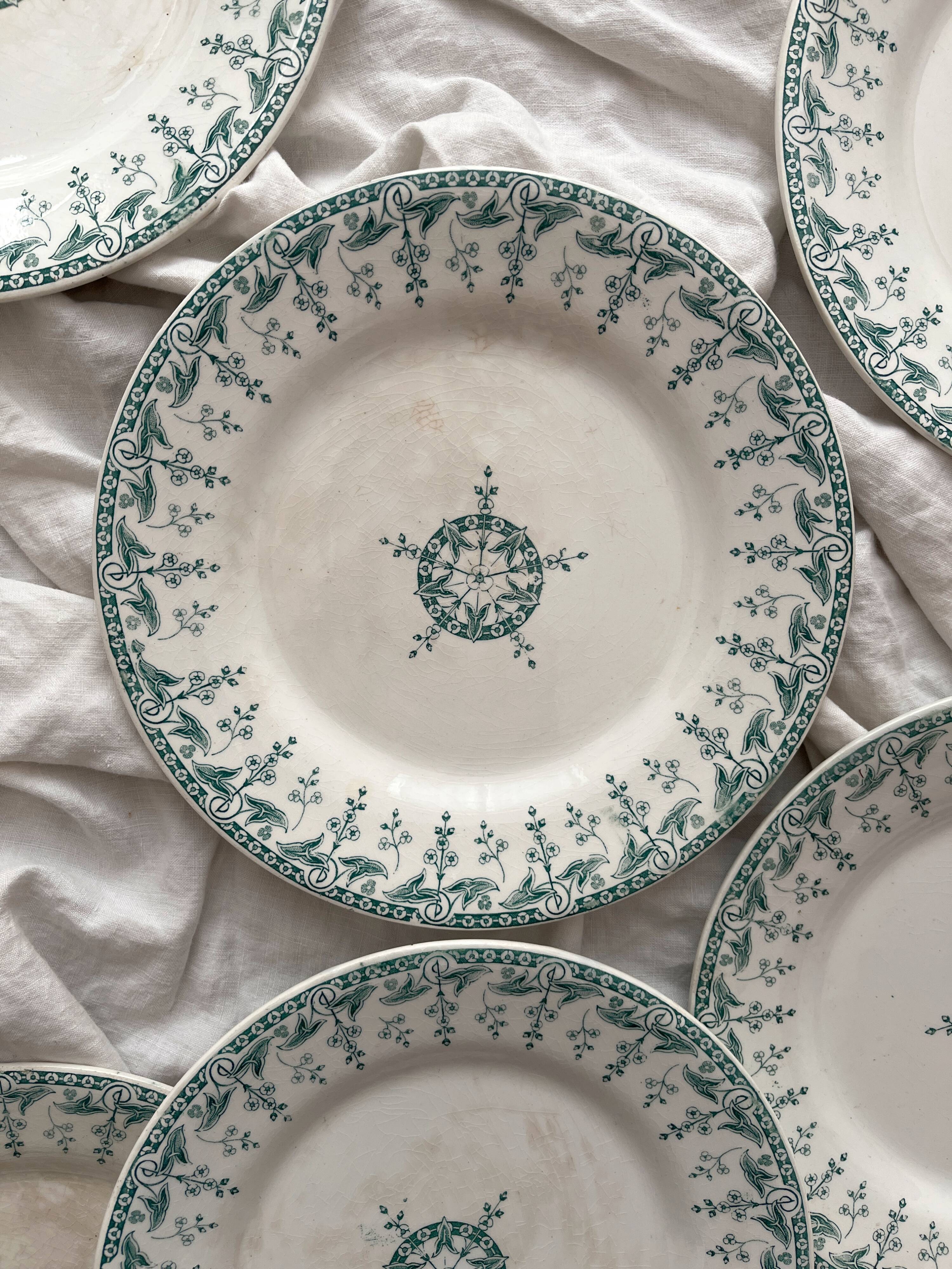 6 Gien ironstone dessert plates "Sagittaires"