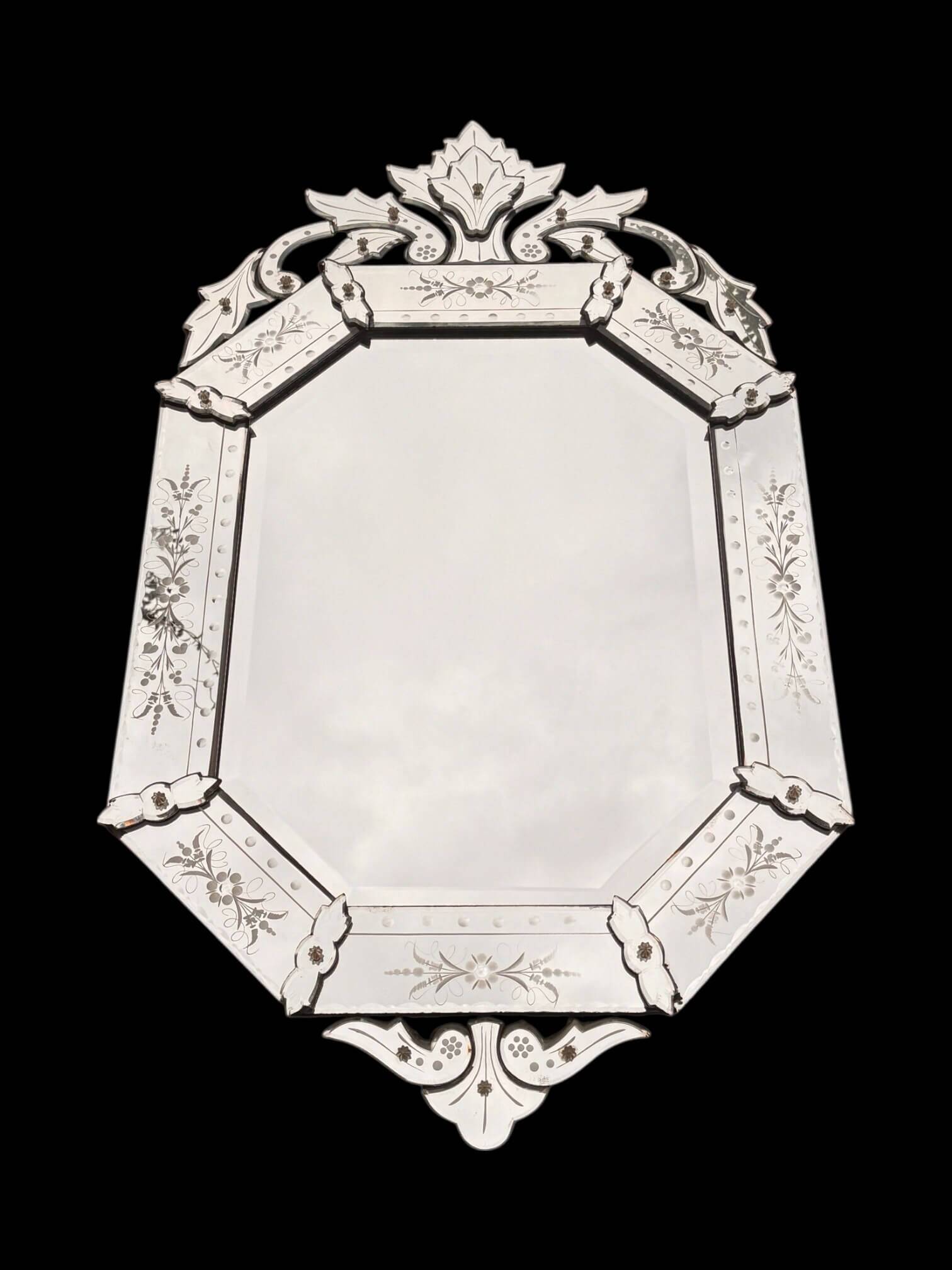 Antique octagonal Venetian wall mirror