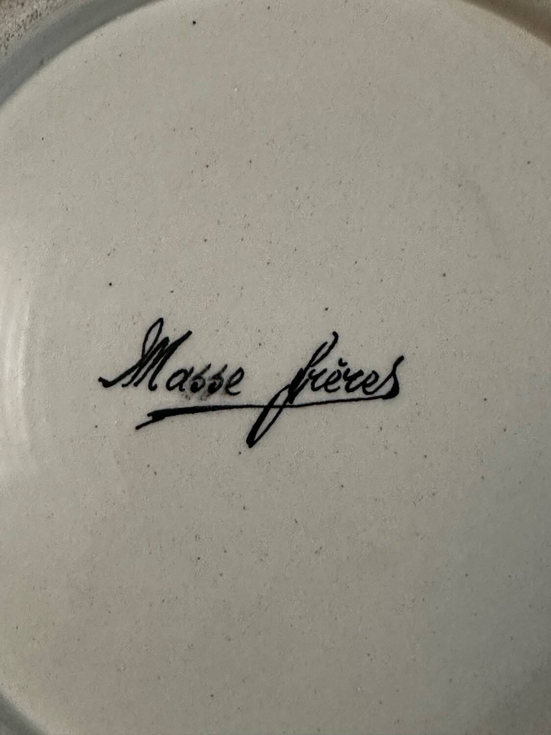 Plate / Ashtray in Massé Frères Earthenware - Relief Decoration of Dragon and F