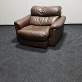 Fauteuil Rolf Benz en cuir brun vintage