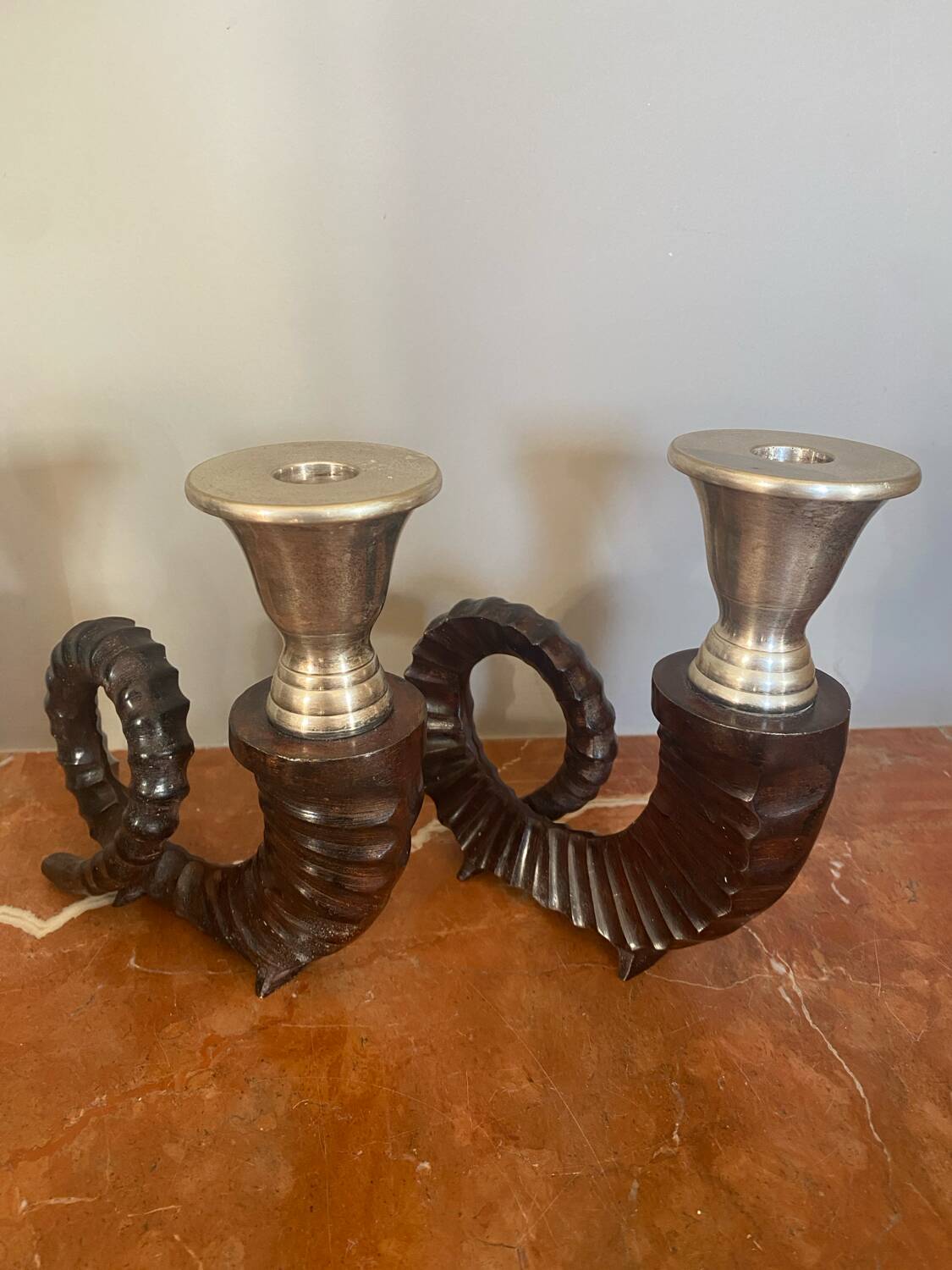 Pair of bronze candlesticks by Chapman