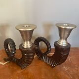 Pair of bronze candlesticks by Chapman