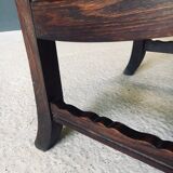 Low Arts & Crafts Oak & Rush Armchair, Belgium 1920s