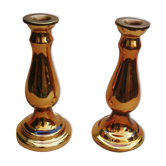 Pair of equalized candle holders with silvering, mixed gilding