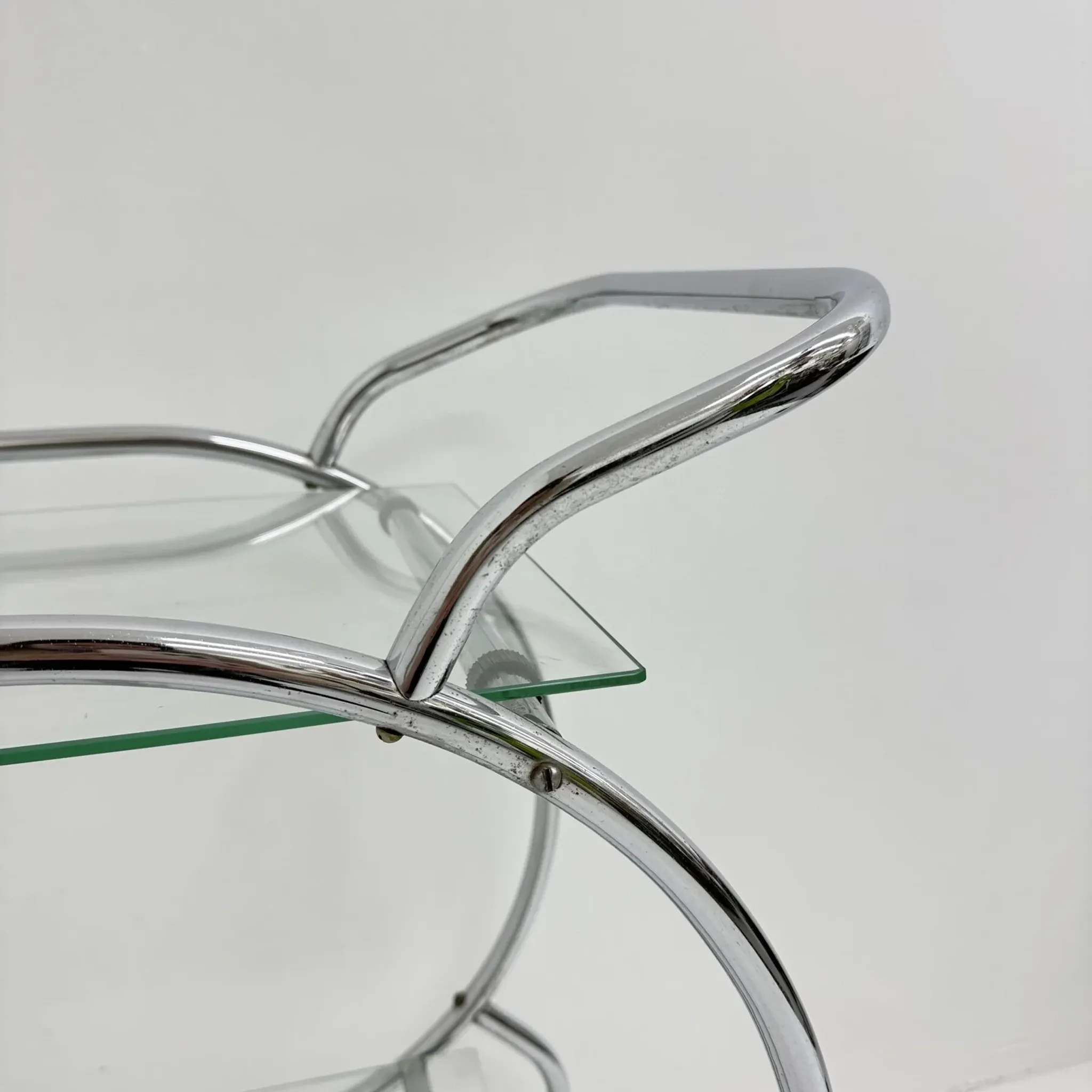 Art deco bar cart trolley chrome tubular, 1930s