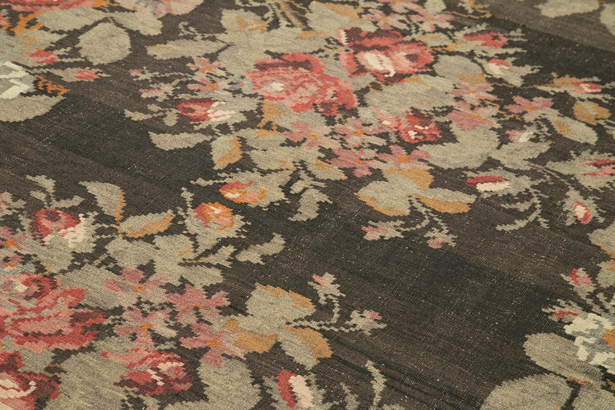 Hand-Knotted Vintage Tapestry Brown Kilim 178 cm x 270 cm - 23371