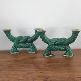 Two art deco ceramic candlesticks