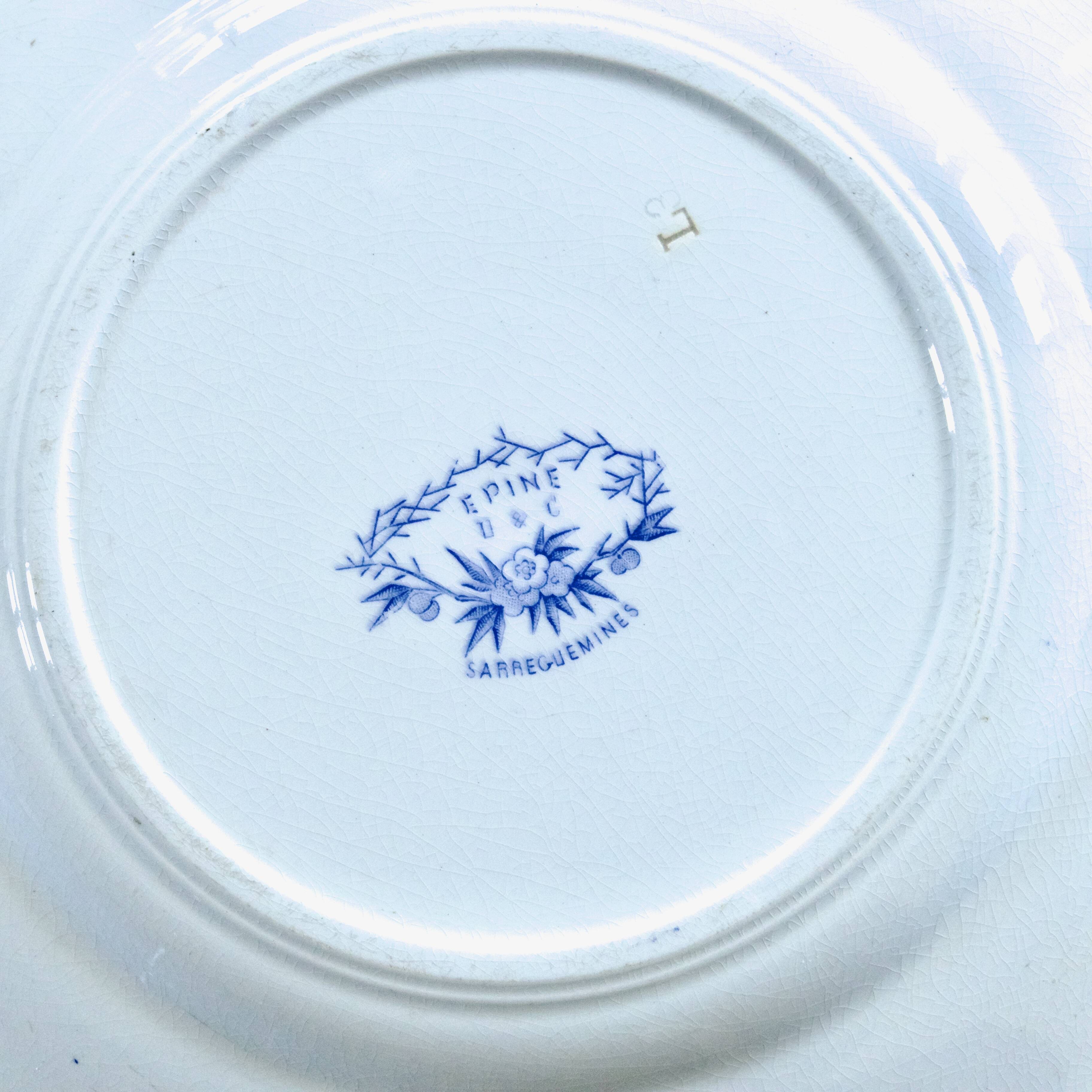 19th century Sarreguemines "Epine" ironstone dinner plates, 1880