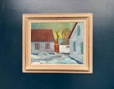 Original Swedish Oil on Canvas – "Vinter Kväll Viks" by Albert Krüger (1885–1965) – Signed – 1945 – Vintage and Framed