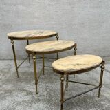 Vintage bronze, brass and onyx nesting table