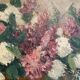 Antique painting, still life with lilacs and peonies signed Van der Berg circa 1950