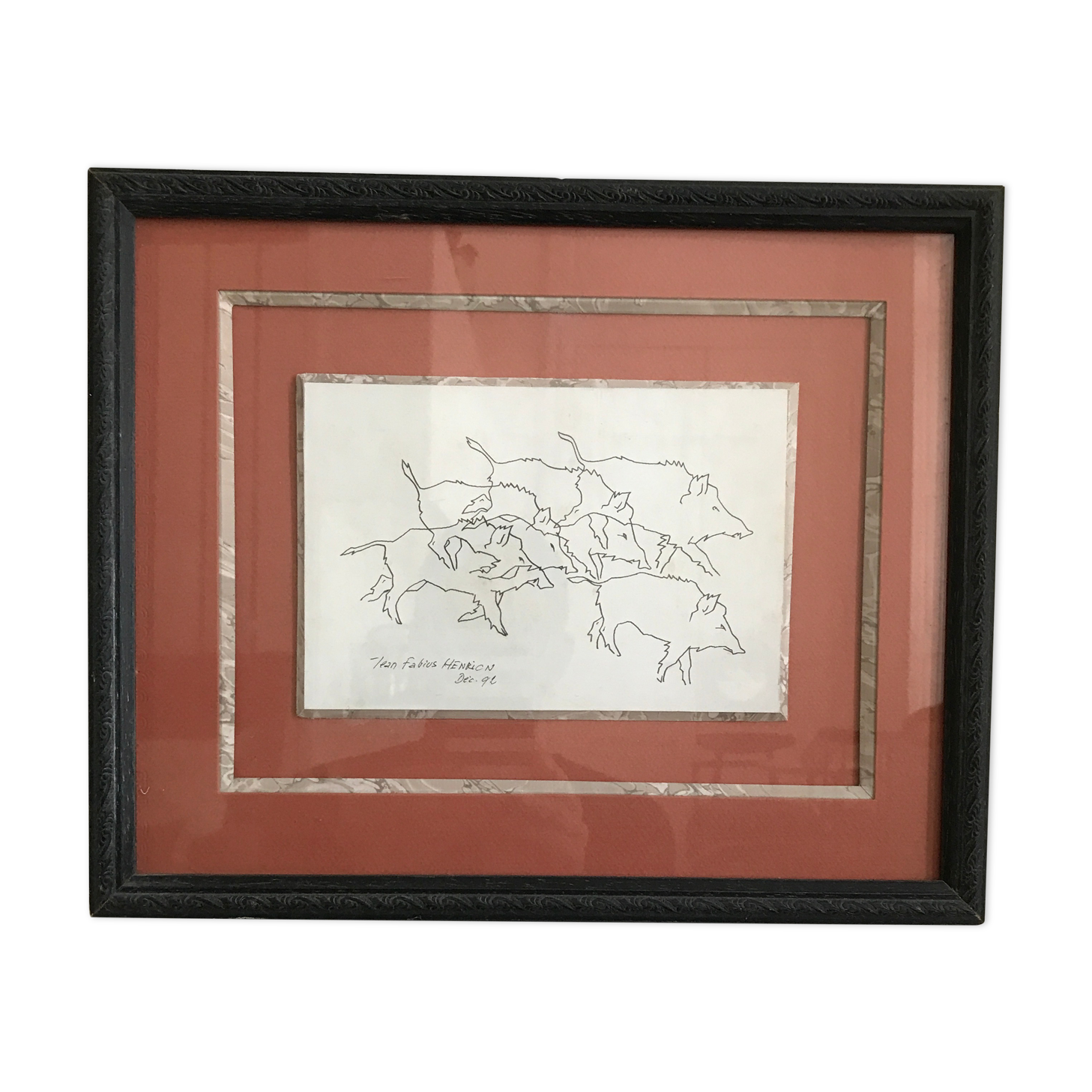 Framed drawing by Jean Fabius Henrion, year 92