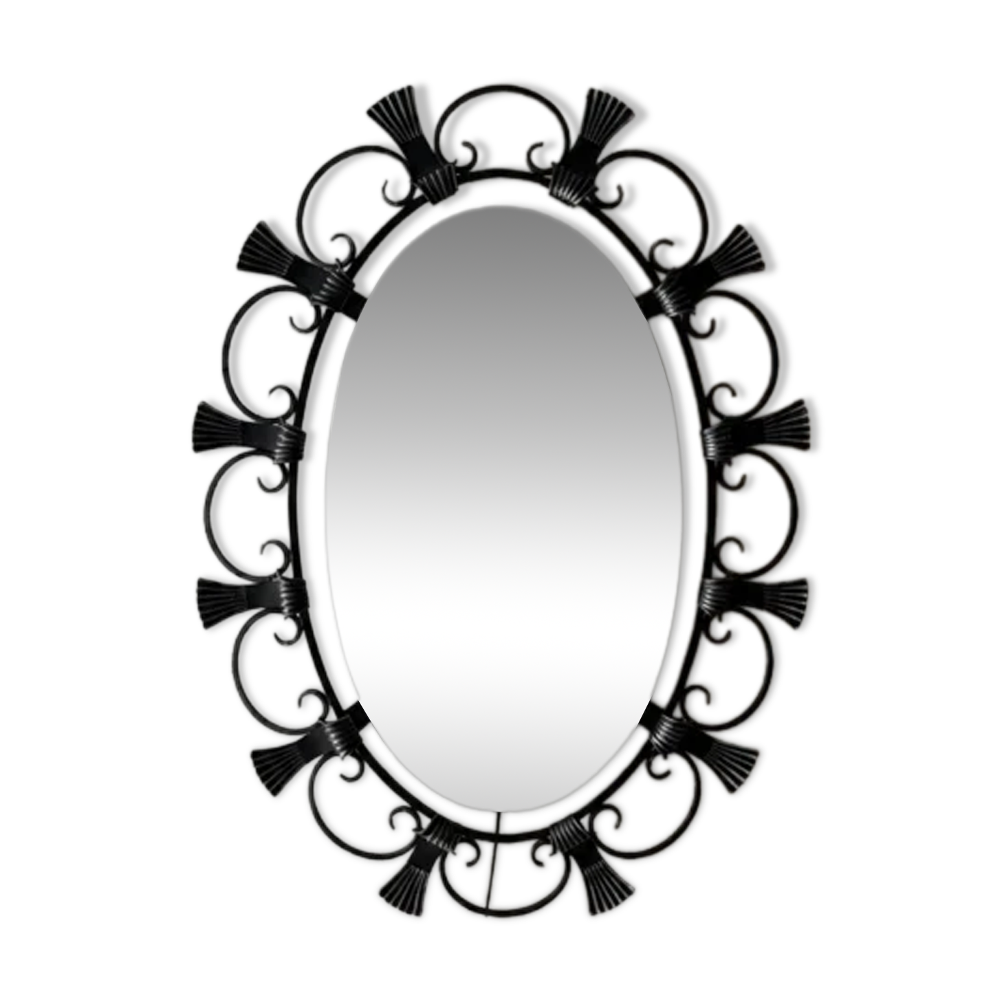 Hillebrand illuminated wall mirror wrought iron 1980s