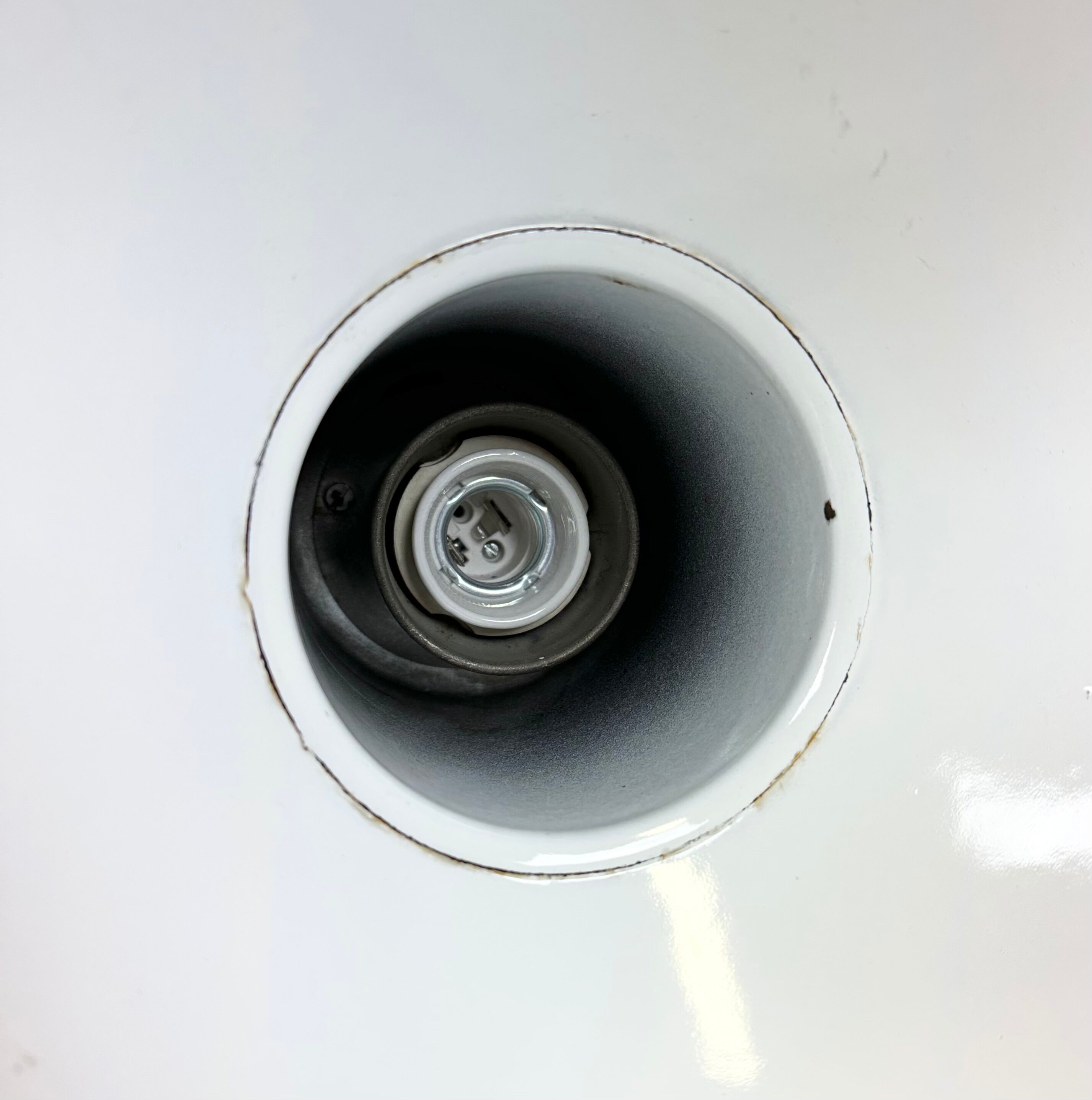 Industrial grey enamel ceiling lamp from Elektrosvit, 1950s