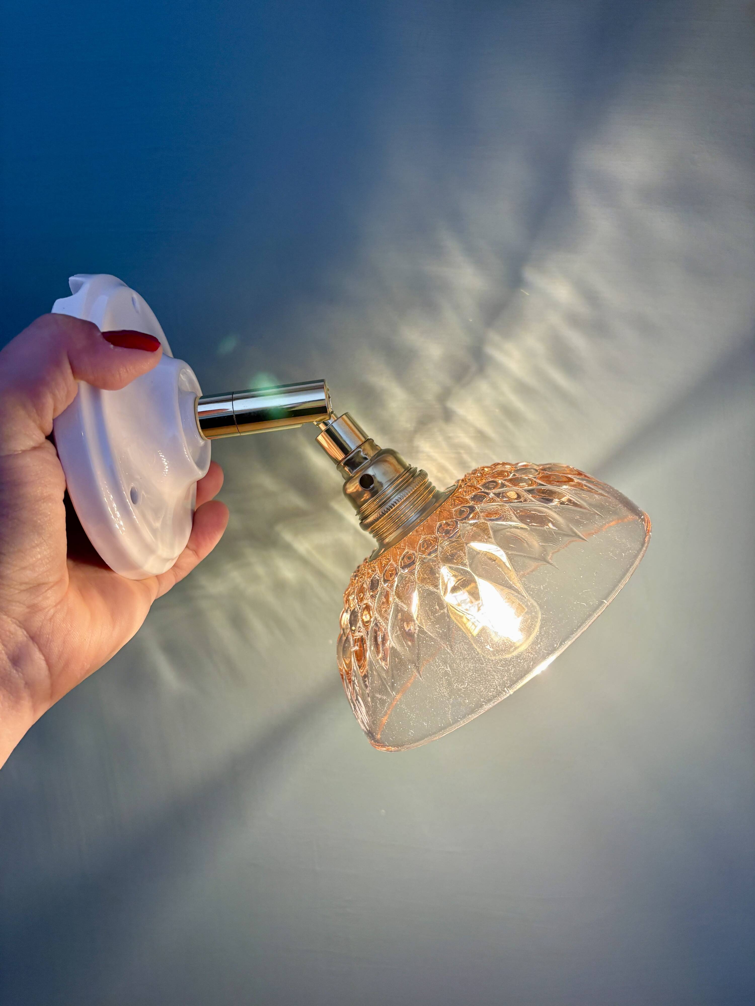 Vintage pink glass lampshade - tableware collection