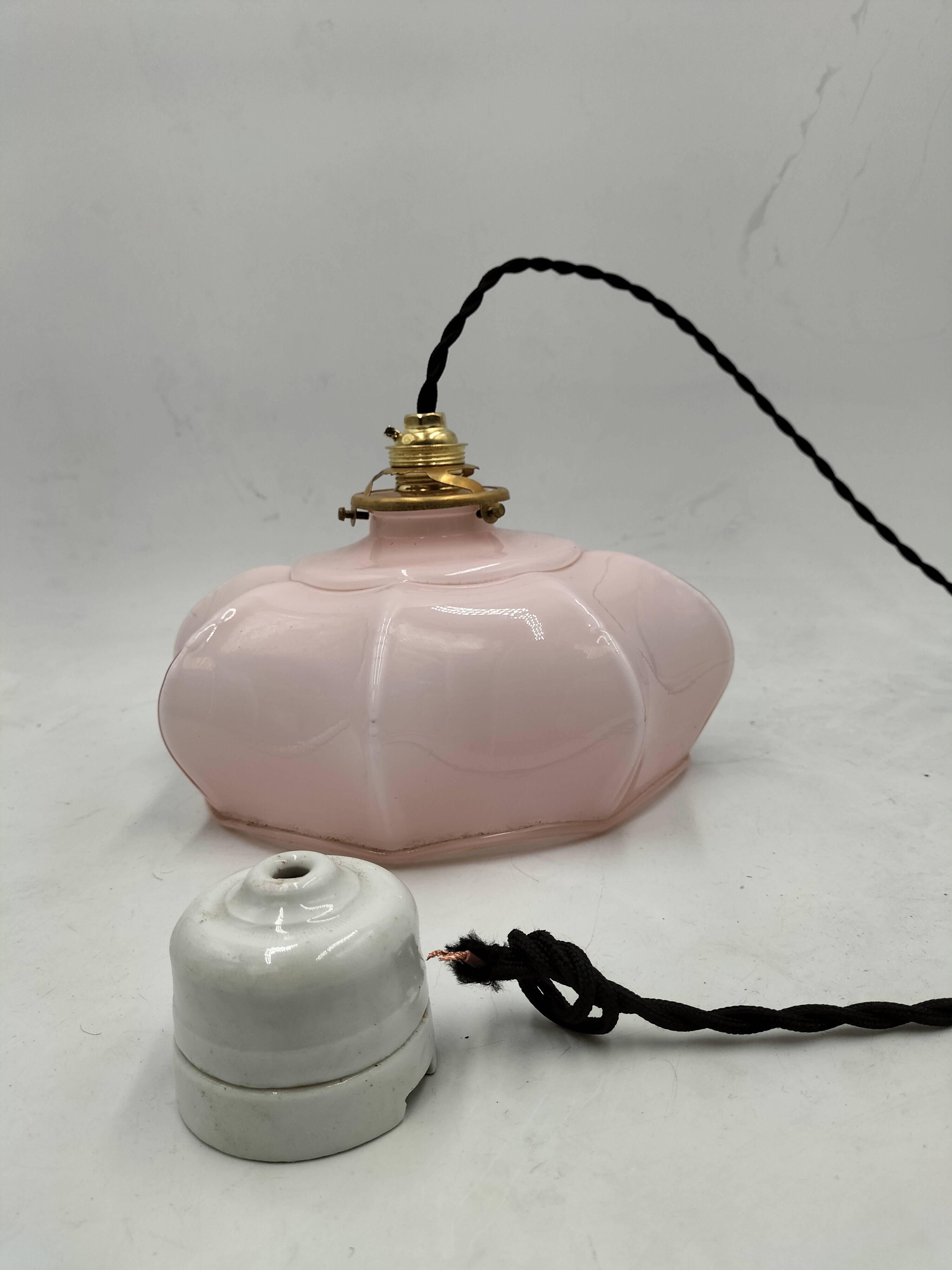 Pink opaline pendant light