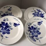 Set of 4 Longchamp Terre de fer plates with flower decoration
