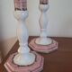 Pair of earthenware candlesticks Moustiers – Atelier Ségriès (hand-painted)