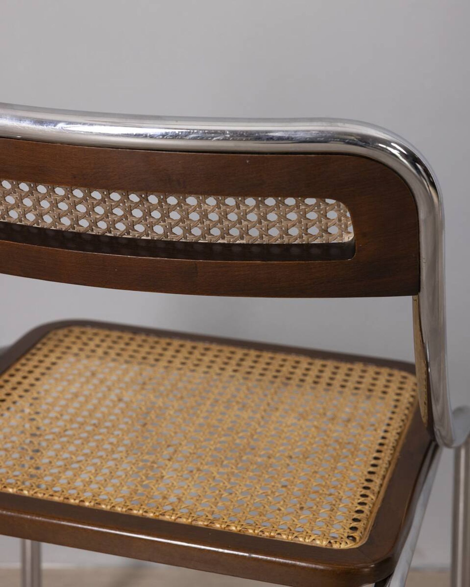 Set of 3 Vintage 1970s Chairs in Metal and Vienna Straw, Italian Design