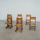 Set of six sculptural oak dining chairs