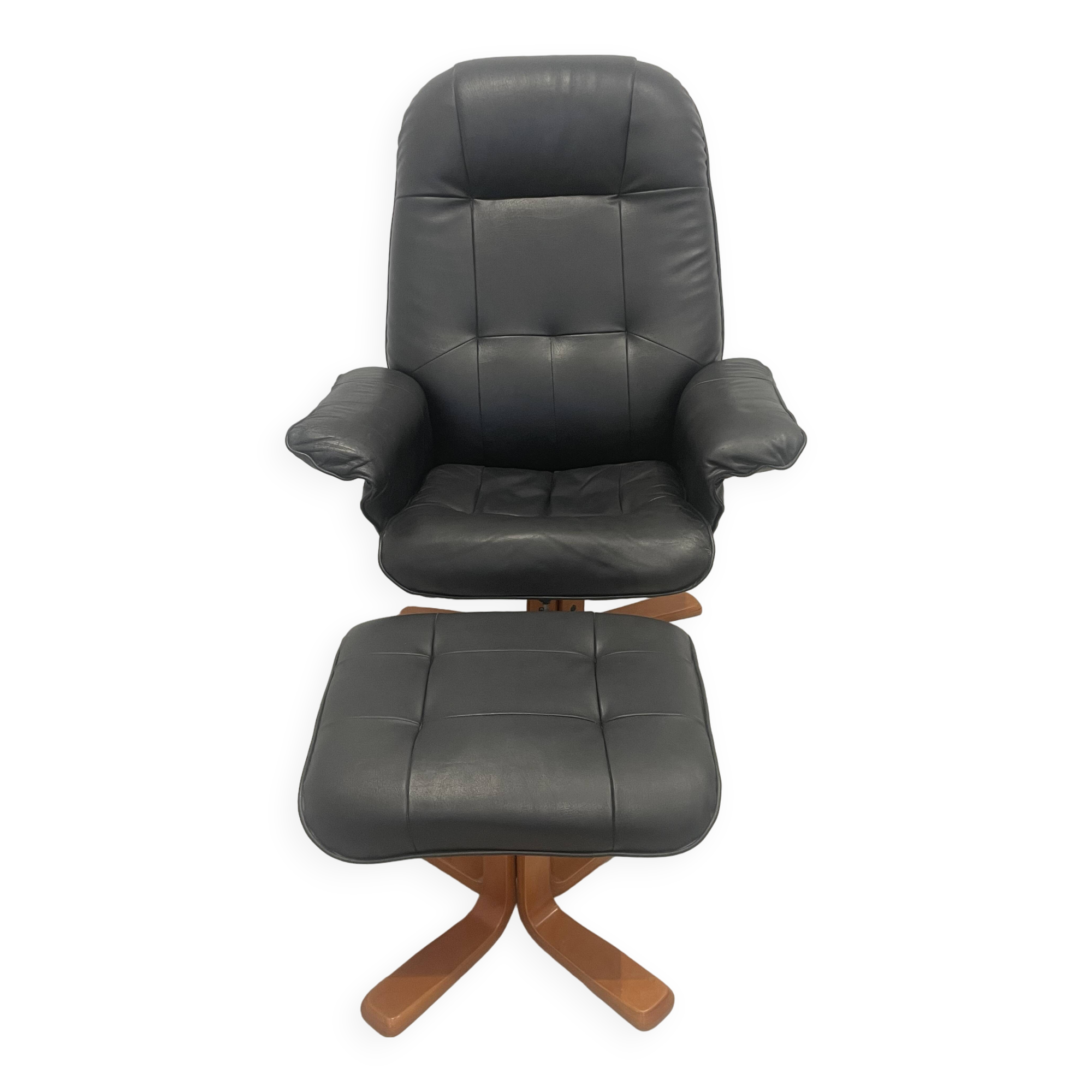 Vintage leather armchair, relaxing